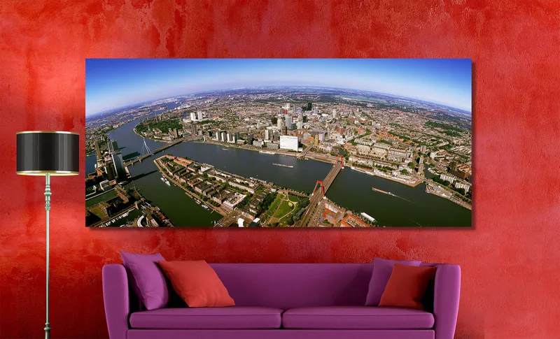 Rotterdam op Canvas 200 x 90 cm met 2 cm Spieraam